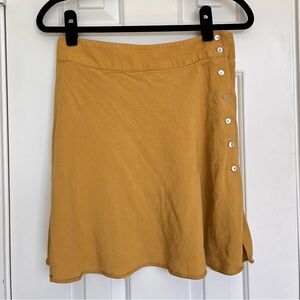 VINTAGE Muted Mustard Linen blend Side Button-Detail Women's Skirt